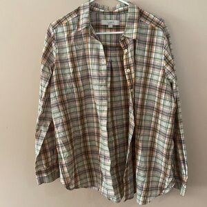 Loft lightweight cotton plaid top
